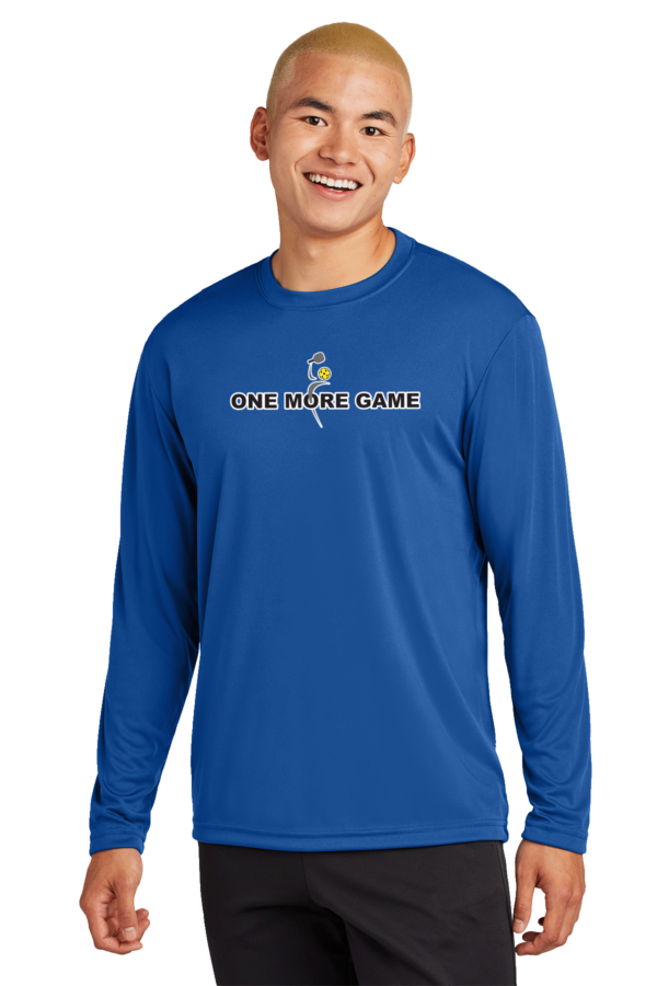 Mens SportTek Long Sleeve One More Game Center Front