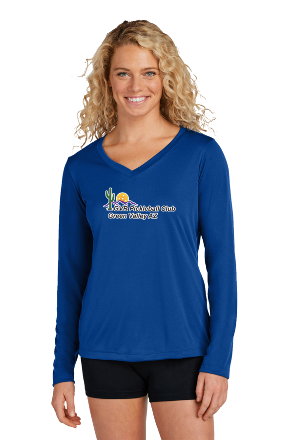 Ladies SportTek Long Sleeve V Neck GVR Center Front