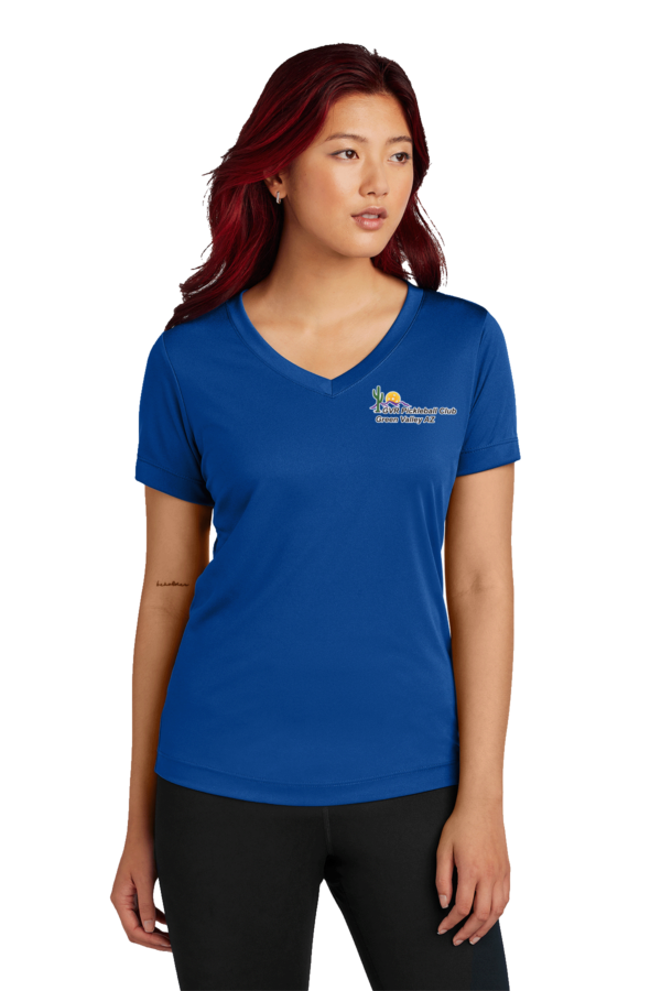 Ladies SportTek Short Sleeve V Neck GVR Left Chest