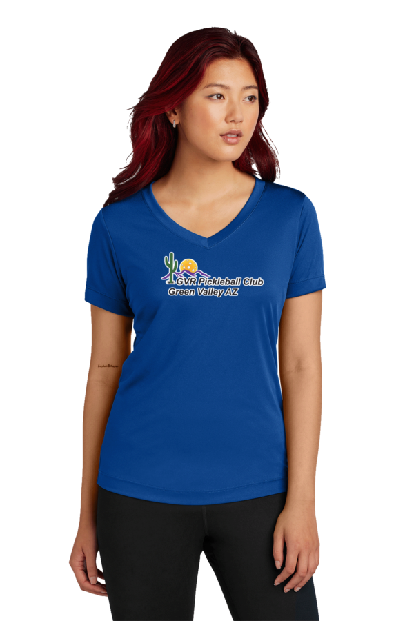 Ladies SportTek Short Sleeve V Neck GVR Center Front