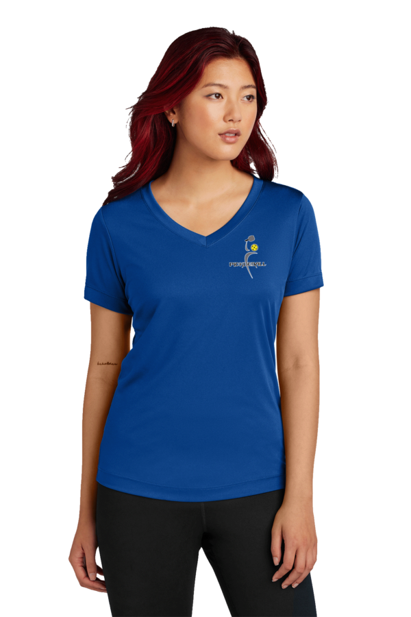 Ladies SportTek Short Sleeve V Neck Pickleball Swish