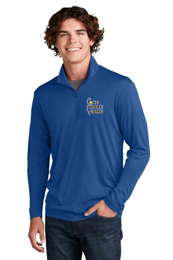 Mens SportTek 1/4 Zip Pullover One More Game Left Chest
